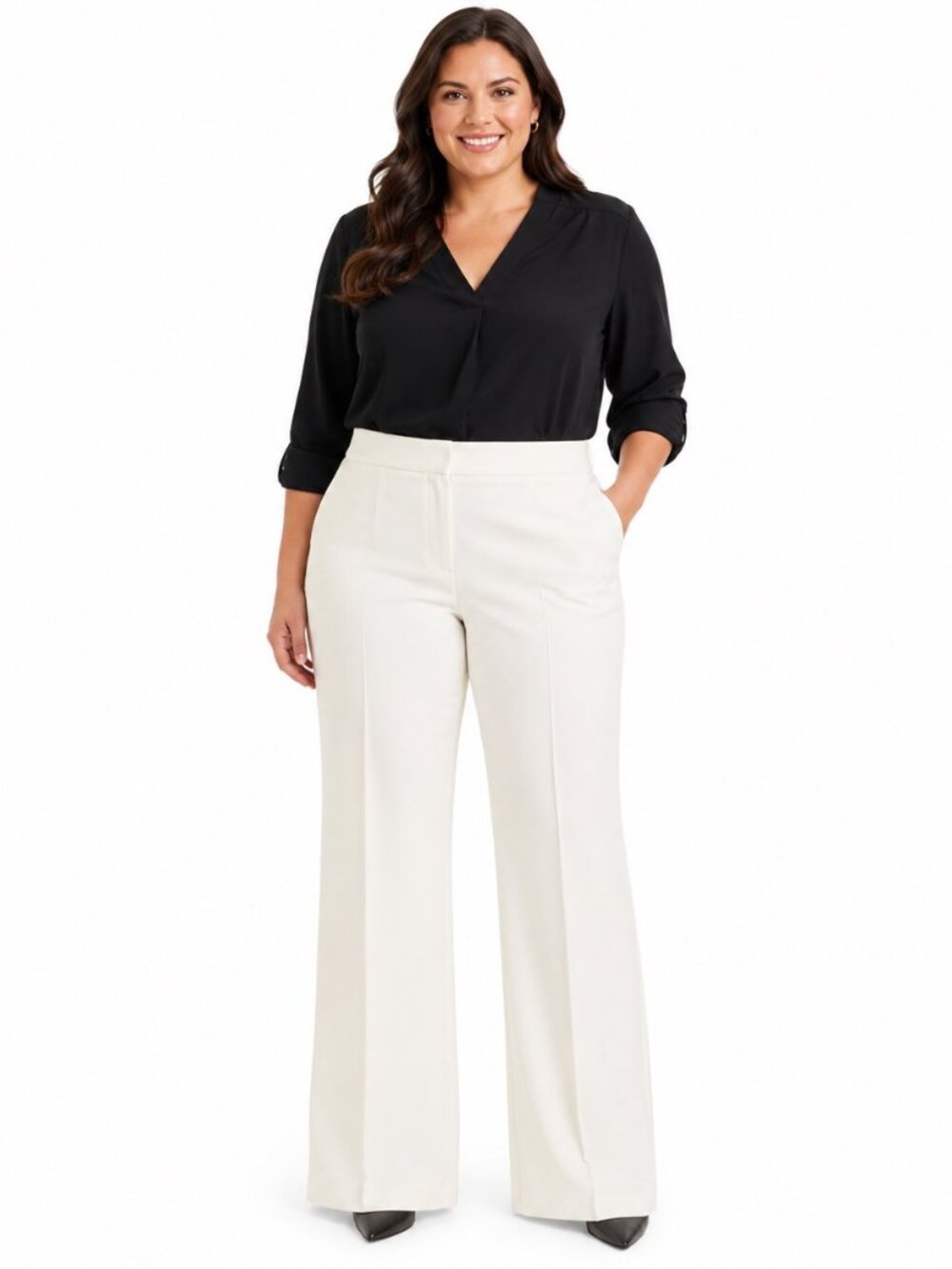 Worthington Modern Fit Dress Pants Womens 18 Tall Ivory White Bootcut Career